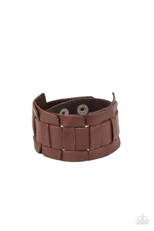 Paparazzi ♥ Plainly Plaited - Brown ♥ Mens Bracelet