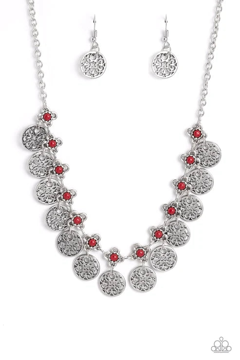 Paparazzi ♥ Mandala Movement - Red ♥ Necklace