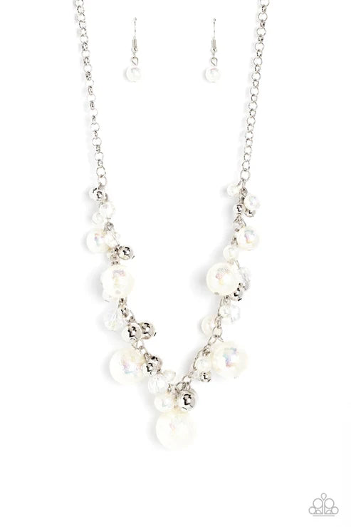 Paparazzi ♥ Scratched Shimmer - White ♥ Necklace