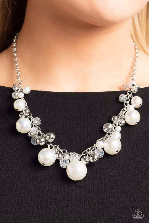 Paparazzi ♥ Scratched Shimmer - White ♥ Necklace