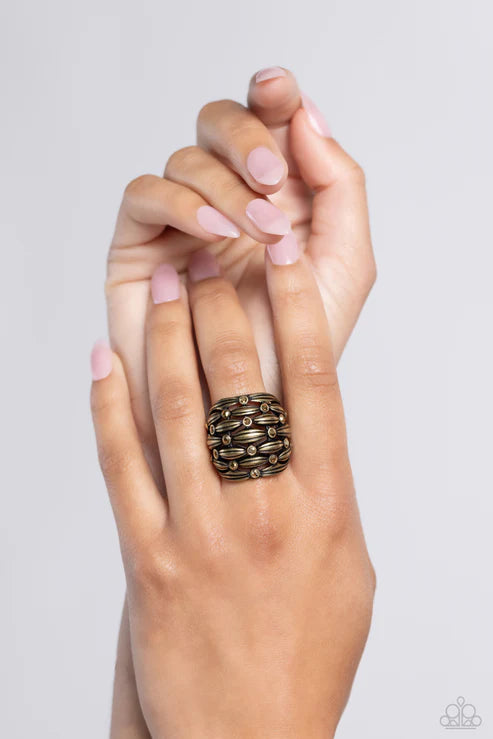 Paparazzi ♥ Steadfast Stack - Brass ♥ Ring