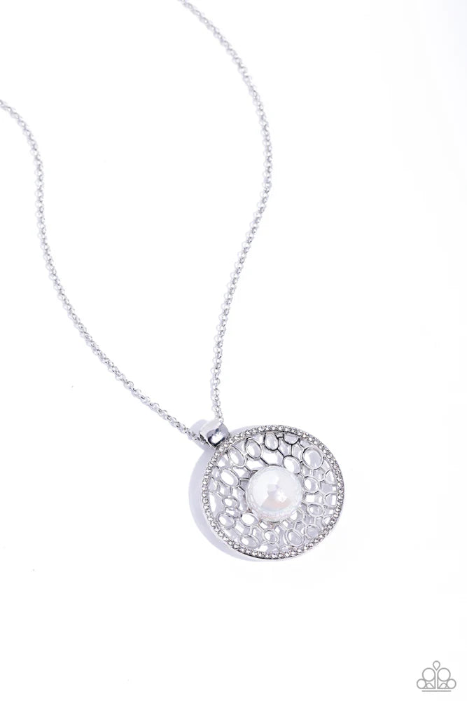 Paparazzi ♥ Wall Street Web - White ♥ Necklace