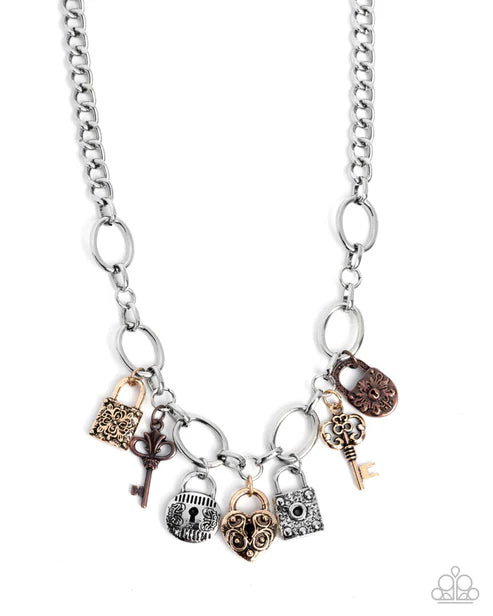 Paparazzi ♥ Padlock Pairing - Multi ♥ Necklace