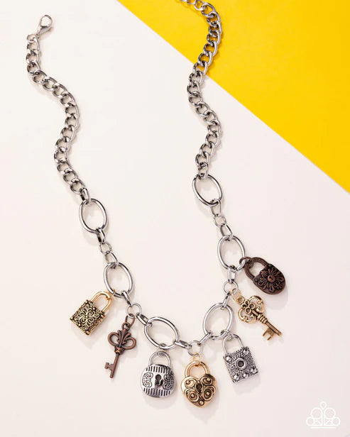 Paparazzi ♥ Padlock Pairing - Multi ♥ Necklace