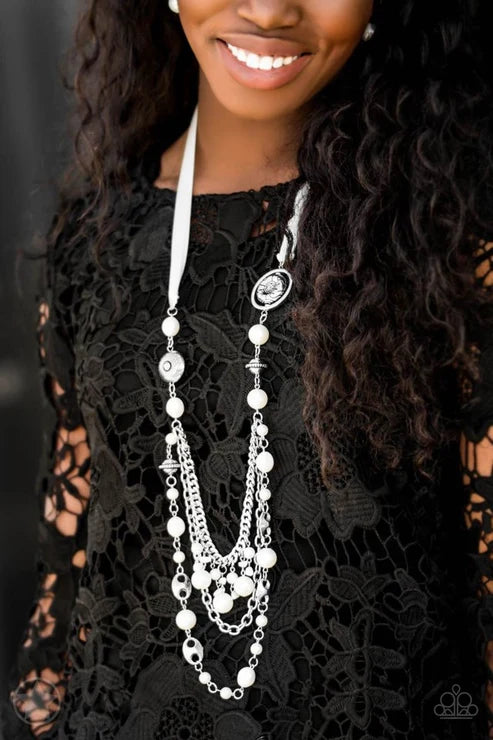 Paparazzi ♥ All The Trimmings - Ivory ♥ Necklace
