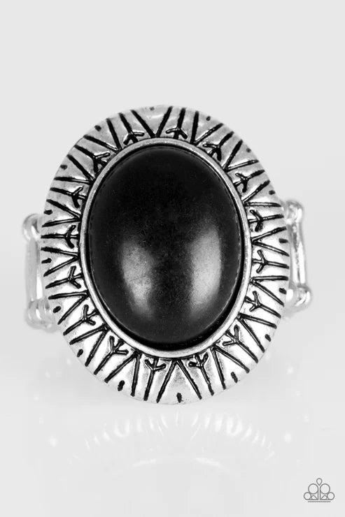 Paparazzi ♥ Surfin Sand Dunes - Black ♥ Ring