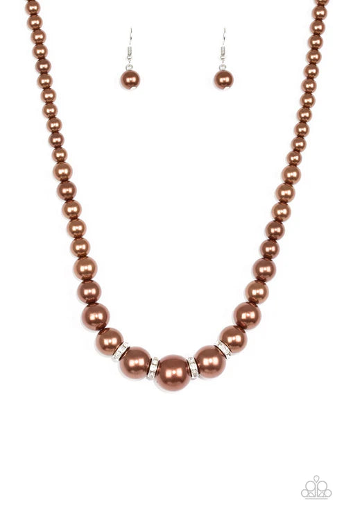 Paparazzi ♥ Party Pearls - Brown ♥ Necklace