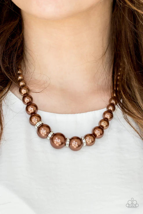 Paparazzi ♥ Party Pearls - Brown ♥ Necklace