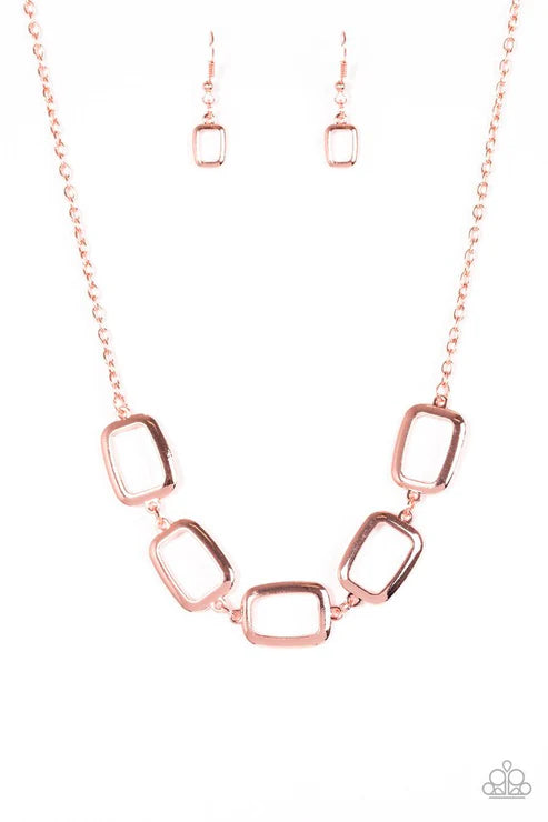 Paparazzi ♥ Gorgeously Geometric - Copper ♥ Necklace