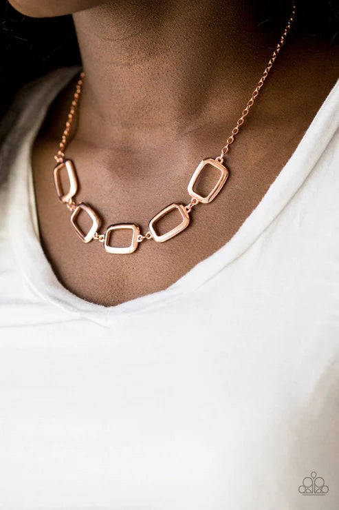 Paparazzi ♥ Gorgeously Geometric - Copper ♥ Necklace