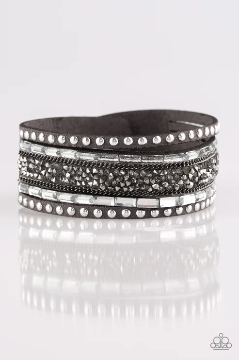 Paparazzi ♥ Rhinestone Rocker - Silver ♥ Bracelet