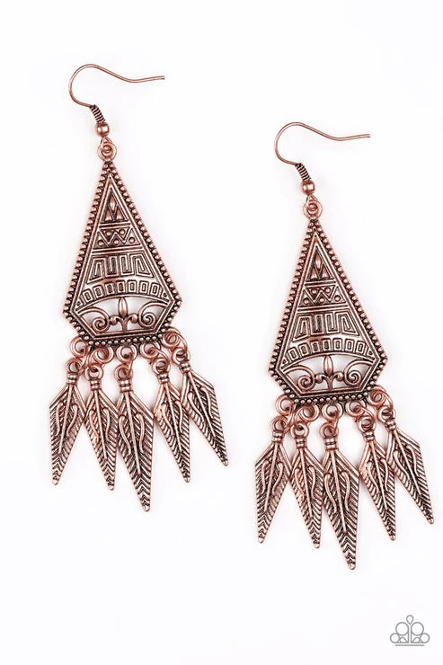 Paparazzi ♥ Me Oh MAYAN - Copper ♥ Earrings