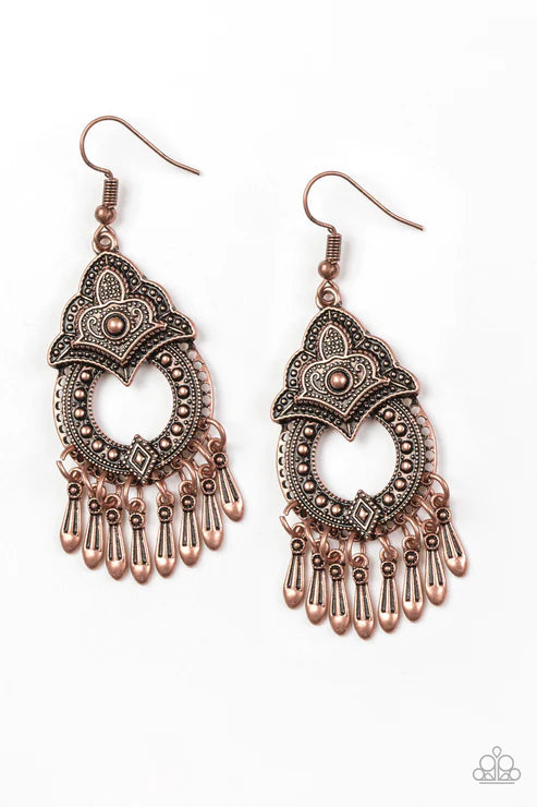 Paparazzi ♥ New Delhi Native - Copper ♥ Earrings