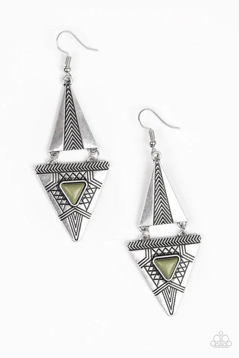 Paparazzi ♥ El Paso Edge - Green ♥ Earrings