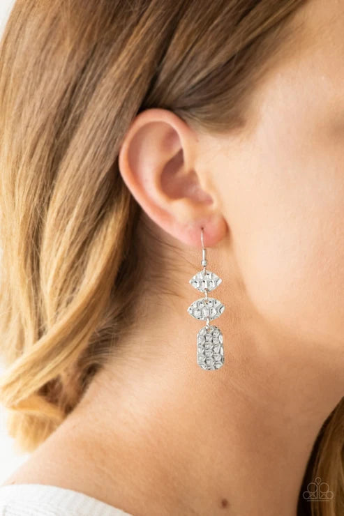 Paparazzi ♥ Nine to HIVE - Silver ♥ Earrings