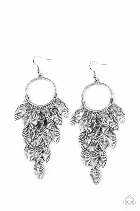 Paparazzi ♥ Feather Frenzy - Silver ♥ Earrings