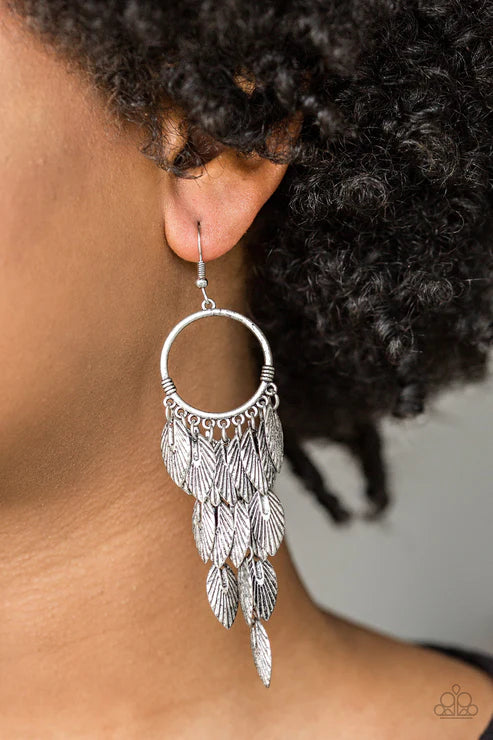 Paparazzi ♥ Feather Frenzy - Silver ♥ Earrings