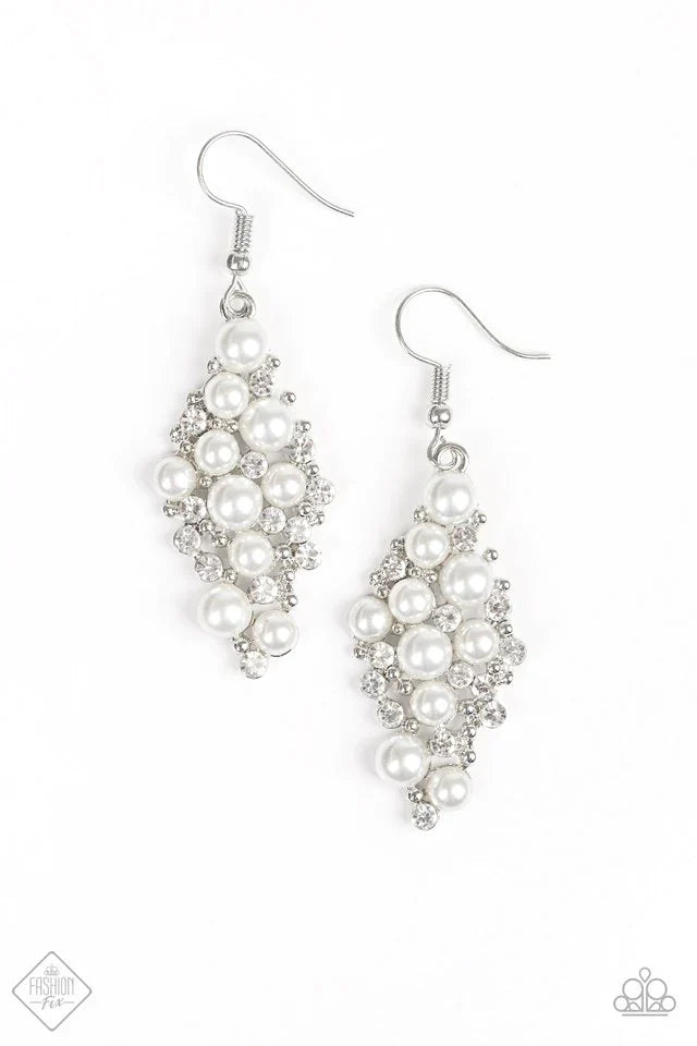 Paparazzi ♥ Famous Fashion - White ♥ Earrings