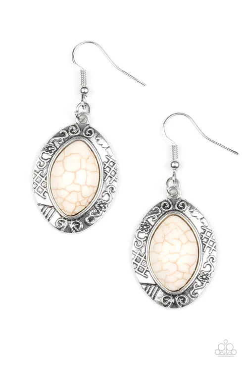 Paparazzi ♥ Desert Harvest - White ♥ Earrings