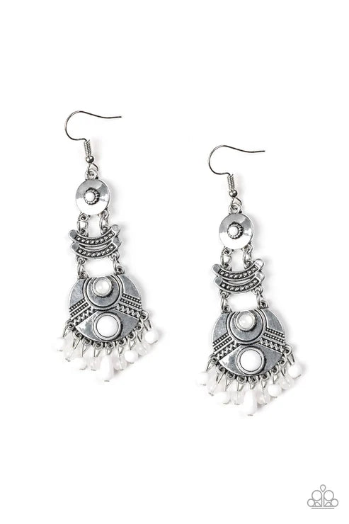 Paparazzi ♥ Tropic Tribe - White ♥ Earrings