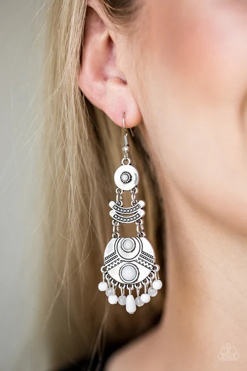 Paparazzi ♥ Tropic Tribe - White ♥ Earrings