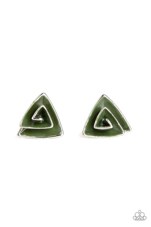 Paparazzi ♥ On Blast - Green ♥ Post Earrings