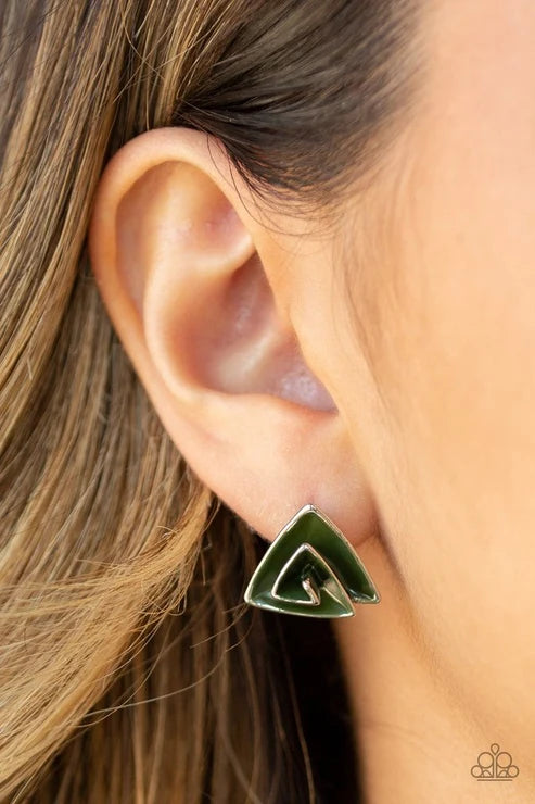 Paparazzi ♥ On Blast - Green ♥ Post Earrings