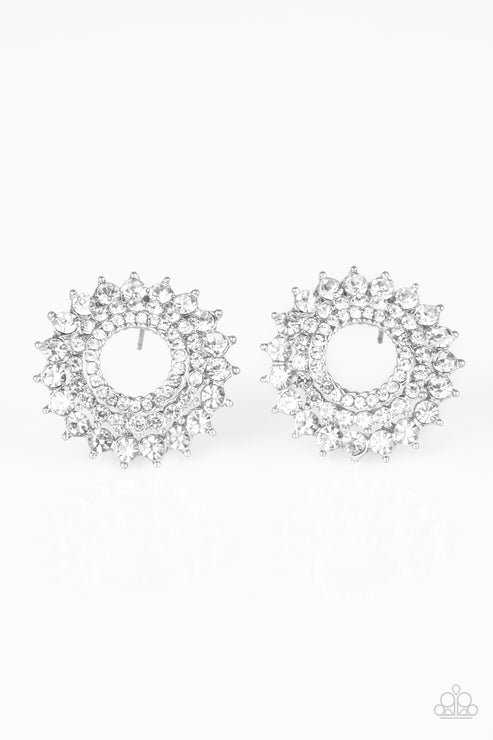 Paparazzi ♥ Buckingham Beauty - White ♥ Post Earrings