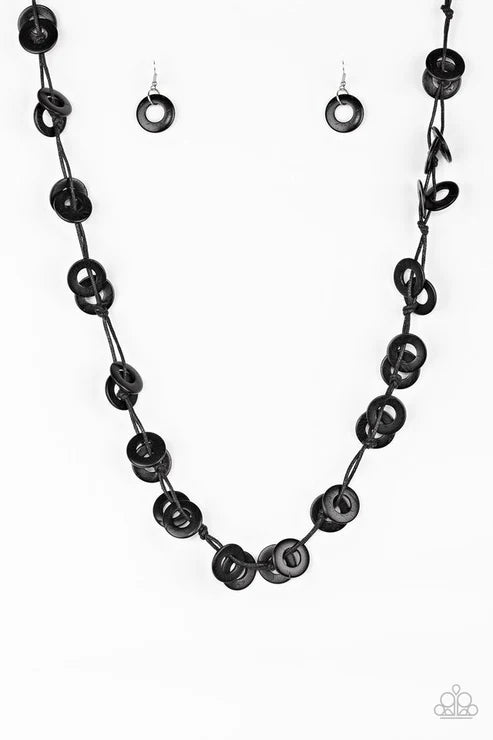 Paparazzi ♥ Waikiki Winds - Black ♥ Necklace