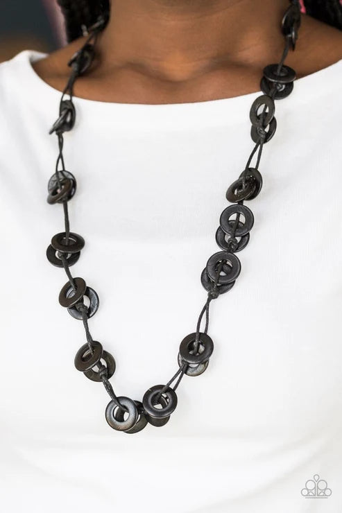 Paparazzi ♥ Waikiki Winds - Black ♥ Necklace