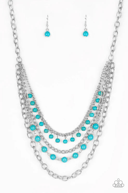 Paparazzi ♥ Ground Forces - Blue ♥ Necklace