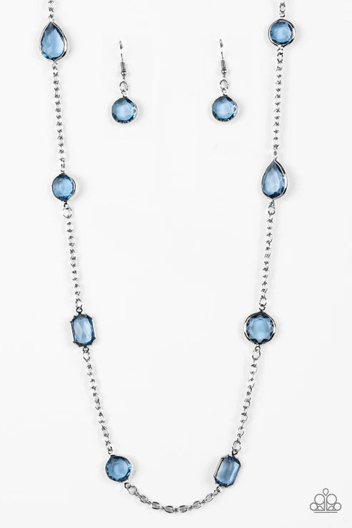 Paparazzi ♥ Glassy Glamorous - Blue ♥ Necklace