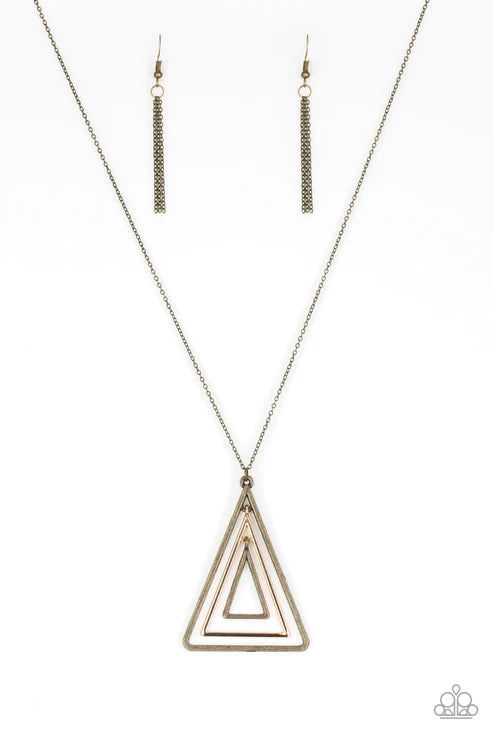 Paparazzi ♥ TRI Harder - Brass ♥ Necklace