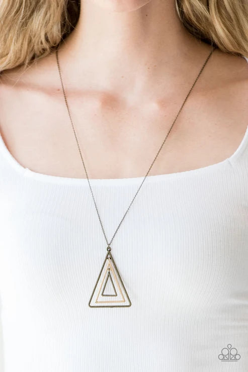 Paparazzi ♥ TRI Harder - Brass ♥ Necklace