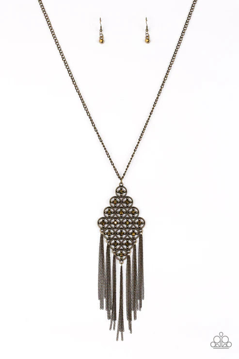 Paparazzi ♥ Web Design - Brass ♥ Necklace