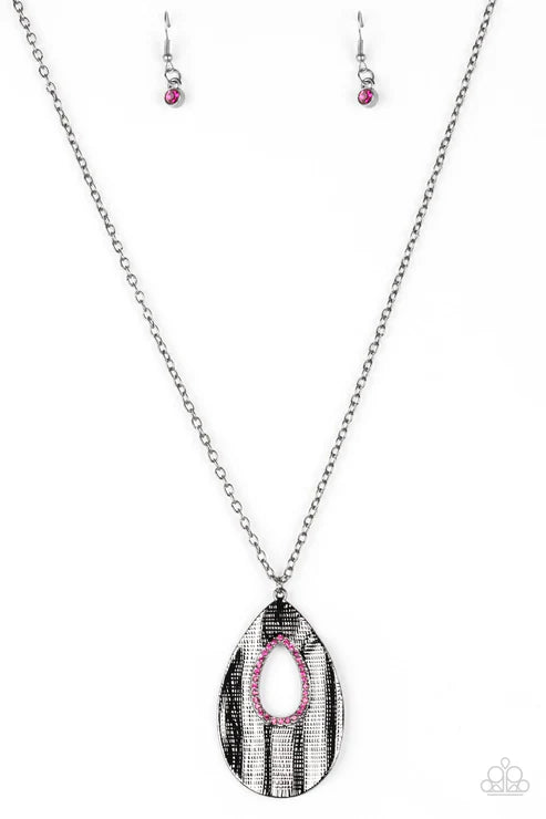 Paparazzi ♥ Stop, TEARDROP, and Roll - Pink ♥ Necklace