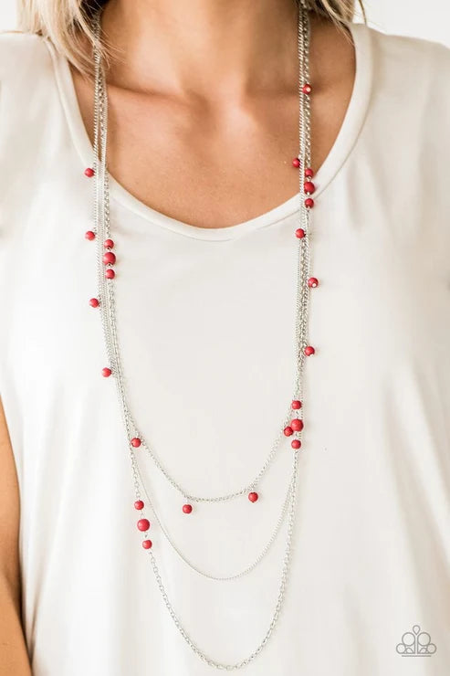 Paparazzi ♥ Laying The Groundwork - Red ♥ Necklace