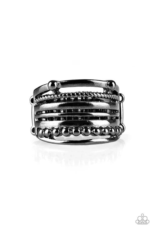 Paparazzi ♥ The STEEL Of Night - Black ♥ Ring