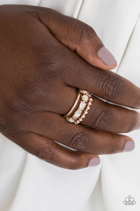 Paparazzi ♥ Backstage Sparkle - Rose Gold ♥ Ring