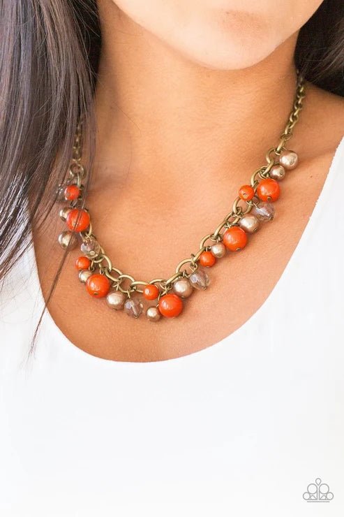 Paparazzi ♥ The GRIT Crowd - Orange ♥ Necklace