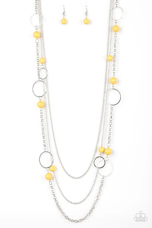 Paparazzi ♥ Beachside Babe - Yellow ♥ Necklace