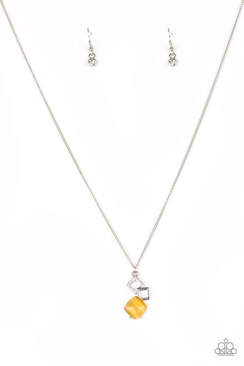 Paparazzi ♥ Stylishly Square - Yellow ♥ Necklace