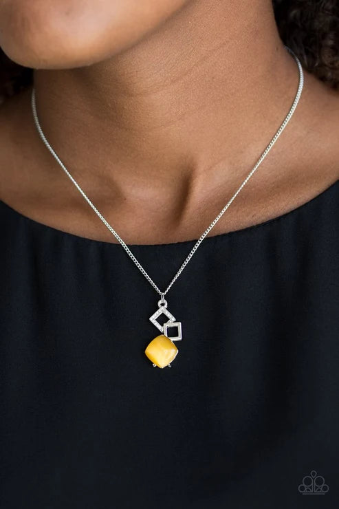 Paparazzi ♥ Stylishly Square - Yellow ♥ Necklace
