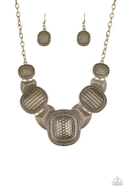 Paparazzi ♥ Prehistoric Powerhouse - Brass ♥ Necklace