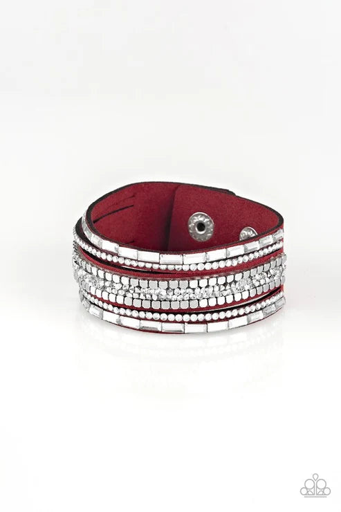 Paparazzi ♥ Rebel In Rhinestones - Red ♥ Bracelet