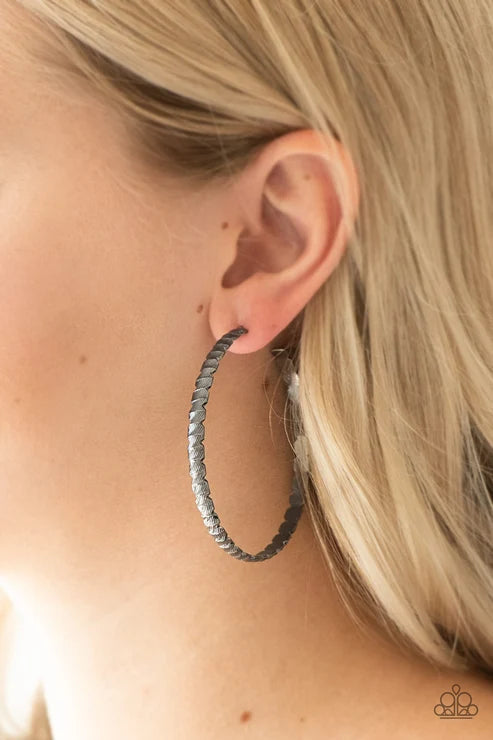 Paparazzi ♥ Totally Off The HOOP - Black ♥ Earrings