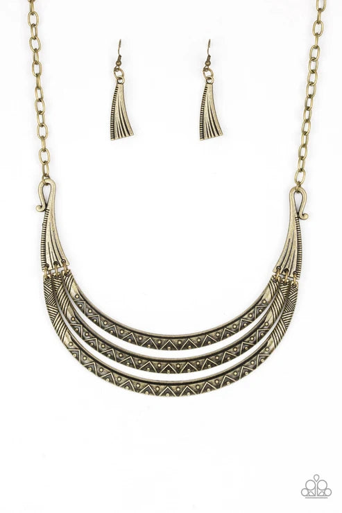Paparazzi ♥ Primal Princess - Brass ♥ Necklace
