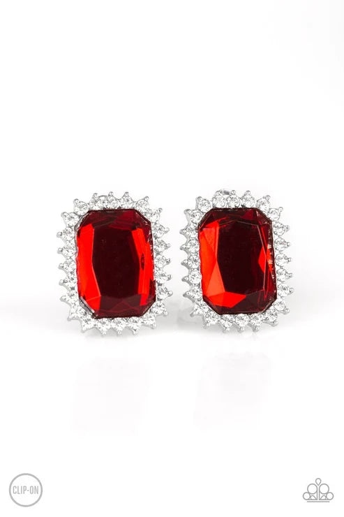 Paparazzi ♥ Downtown Dapper - Red Clip-On ♥ Clip-On