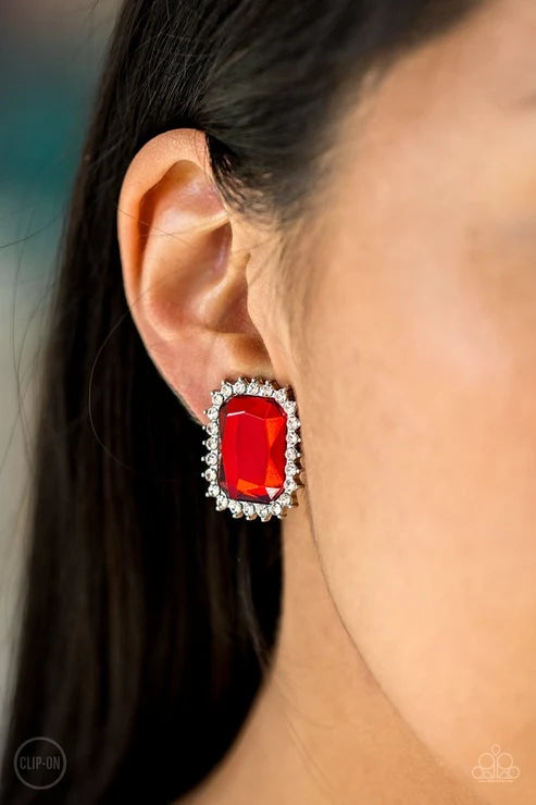 Paparazzi ♥ Downtown Dapper - Red Clip-On ♥ Clip-On