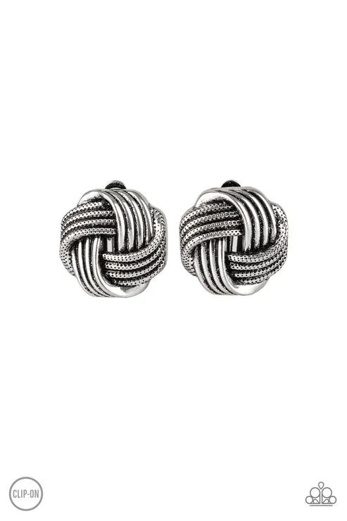 Paparazzi ♥ Noticeably Knotted - Silver ♥ Clip-On
